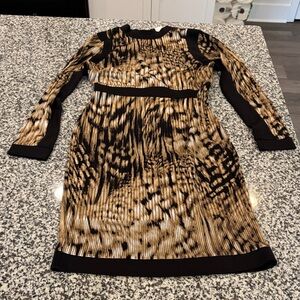 VENUS Black and Brown Long Sleeve Dress